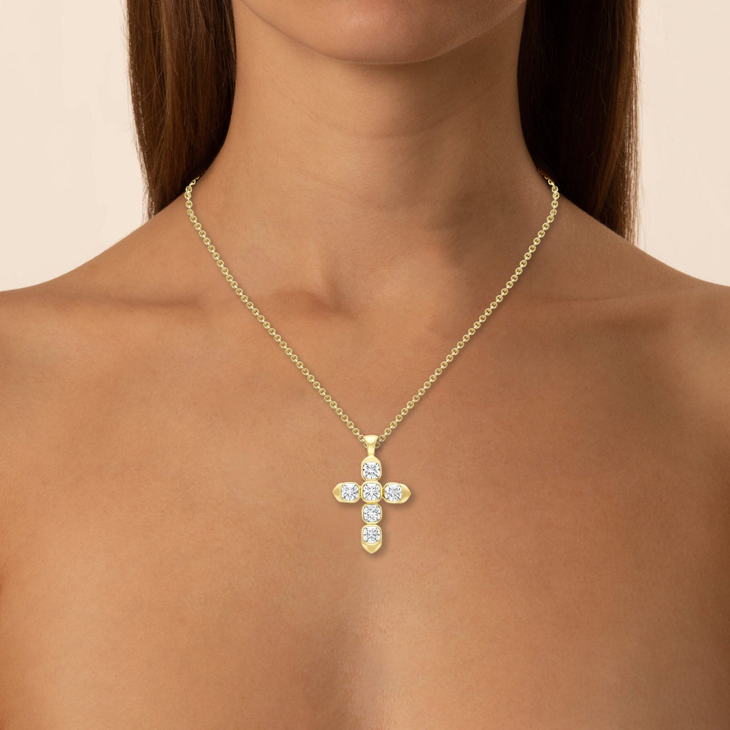 Forevermark Cushion Cut Diamond Cross Pendant
