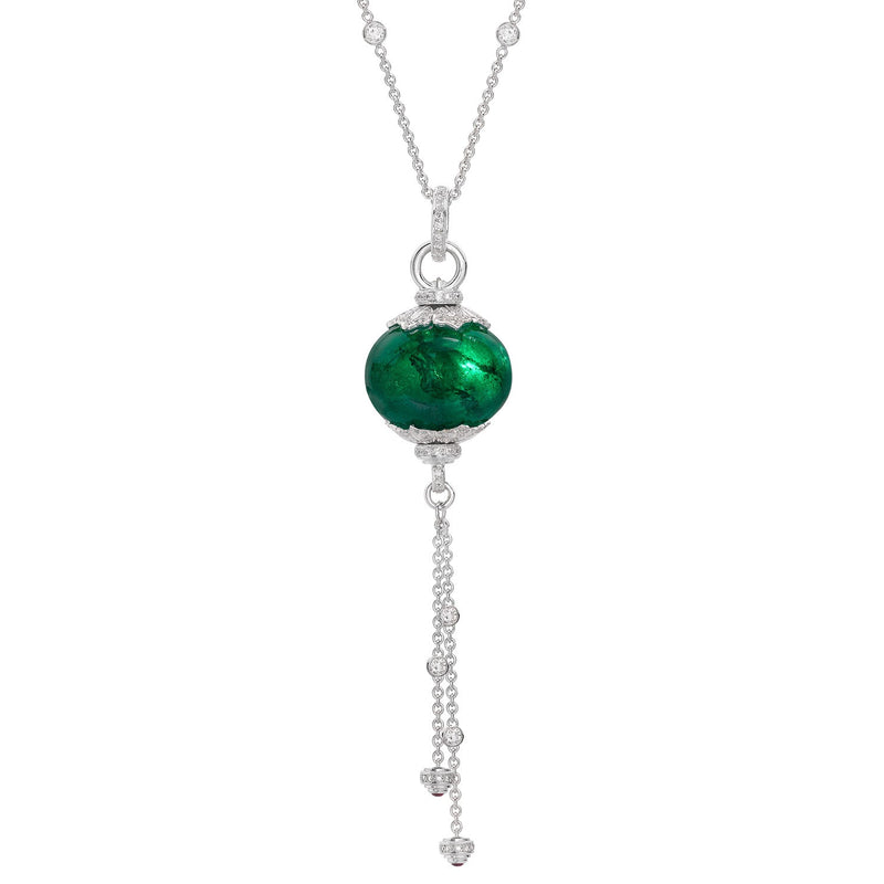 Emerald Bead Tassle Pendant