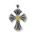 Yellow Beryl & Diamond Cross Pendant