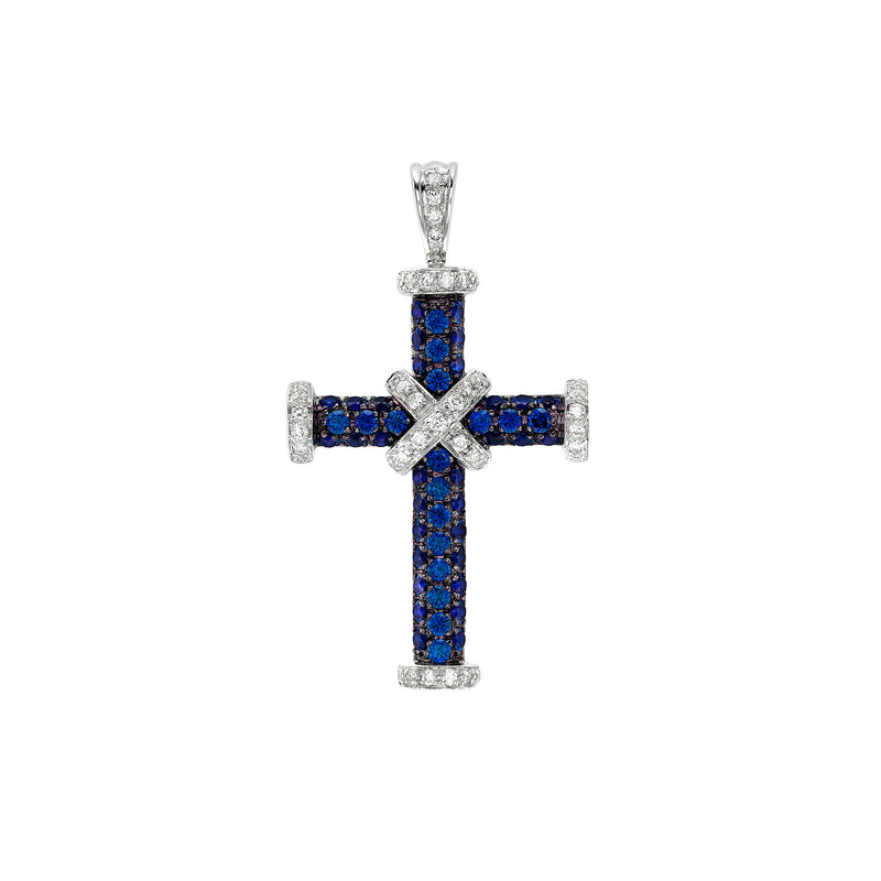 Sapphire & Diamond Baby Cross Pendant