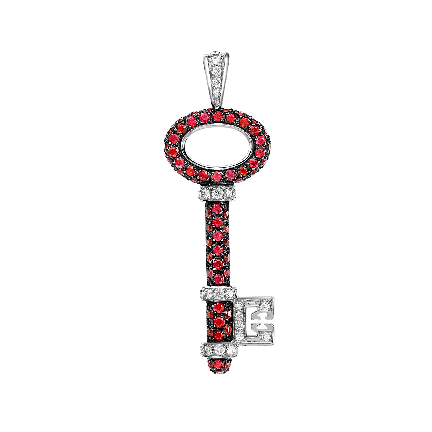 Ruby & Diamond Skinny Baby Key Pendant