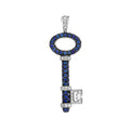Sapphire & Diamond Skinny Baby Key Pendant