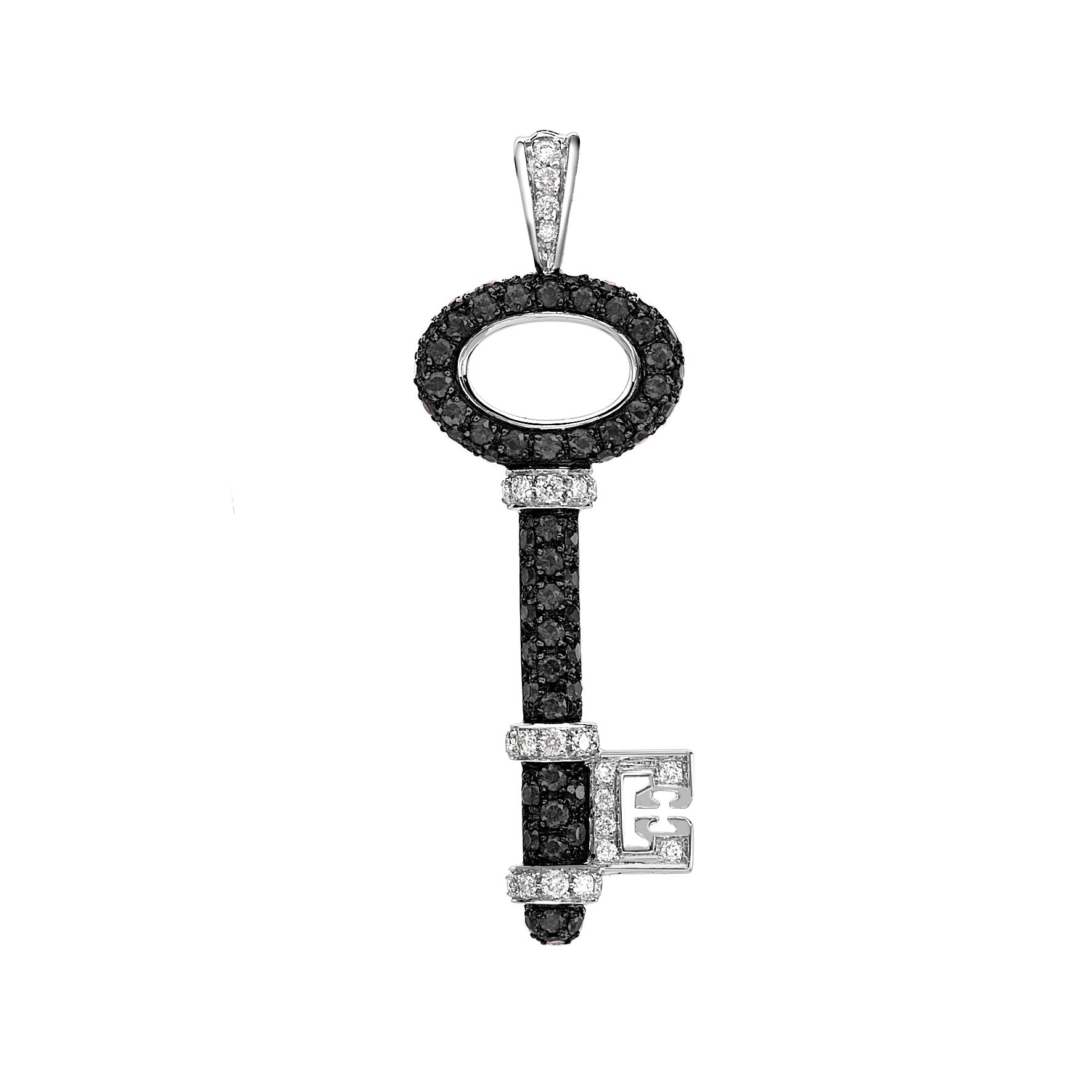 Black and White Diamond Skinny Baby Key Pendant