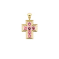 Pink Tourmaline Ripple Cross Pendant