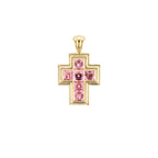 Pink Tourmaline Ripple Cross Pendant