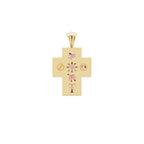 Pink Tourmaline Ripple Cross Pendant
