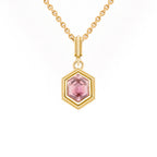 Pink Tourmaline Hexagon Ripple Pendant