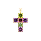 Amethyst, Tourmaline & Peridot Cross Pendant