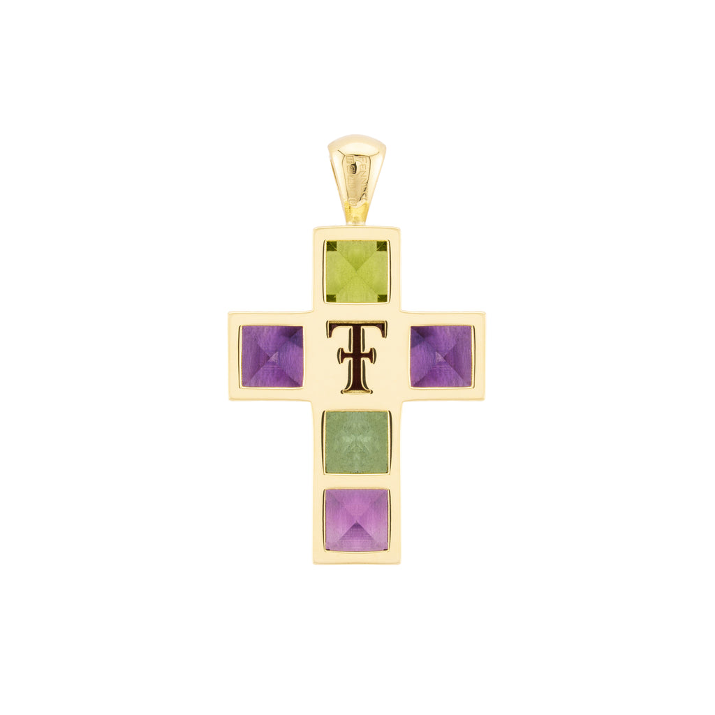 Amethyst, Tourmaline & Peridot Cross Pendant