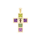 Amethyst, Tourmaline & Peridot Cross Pendant