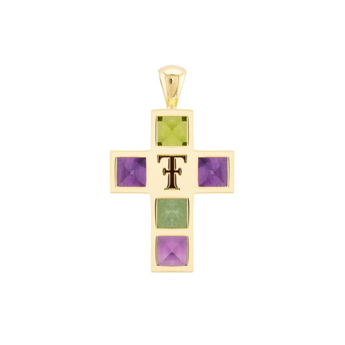 Amethyst, Tourmaline & Peridot Cross Pendant