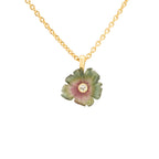 Bi-coloured Tourmaline and Diamond Flower Pendant with 18 inch Chain (Small)