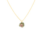 Bi-coloured Tourmaline and Diamond Flower Pendant with 18 inch Chain (Small)