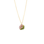 Bi-coloured Tourmaline and Diamond Flower Pendant with 18 inch Chain