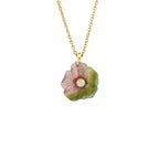 Bi-coloured Tourmaline and Diamond Flower Pendant with 18 inch Chain