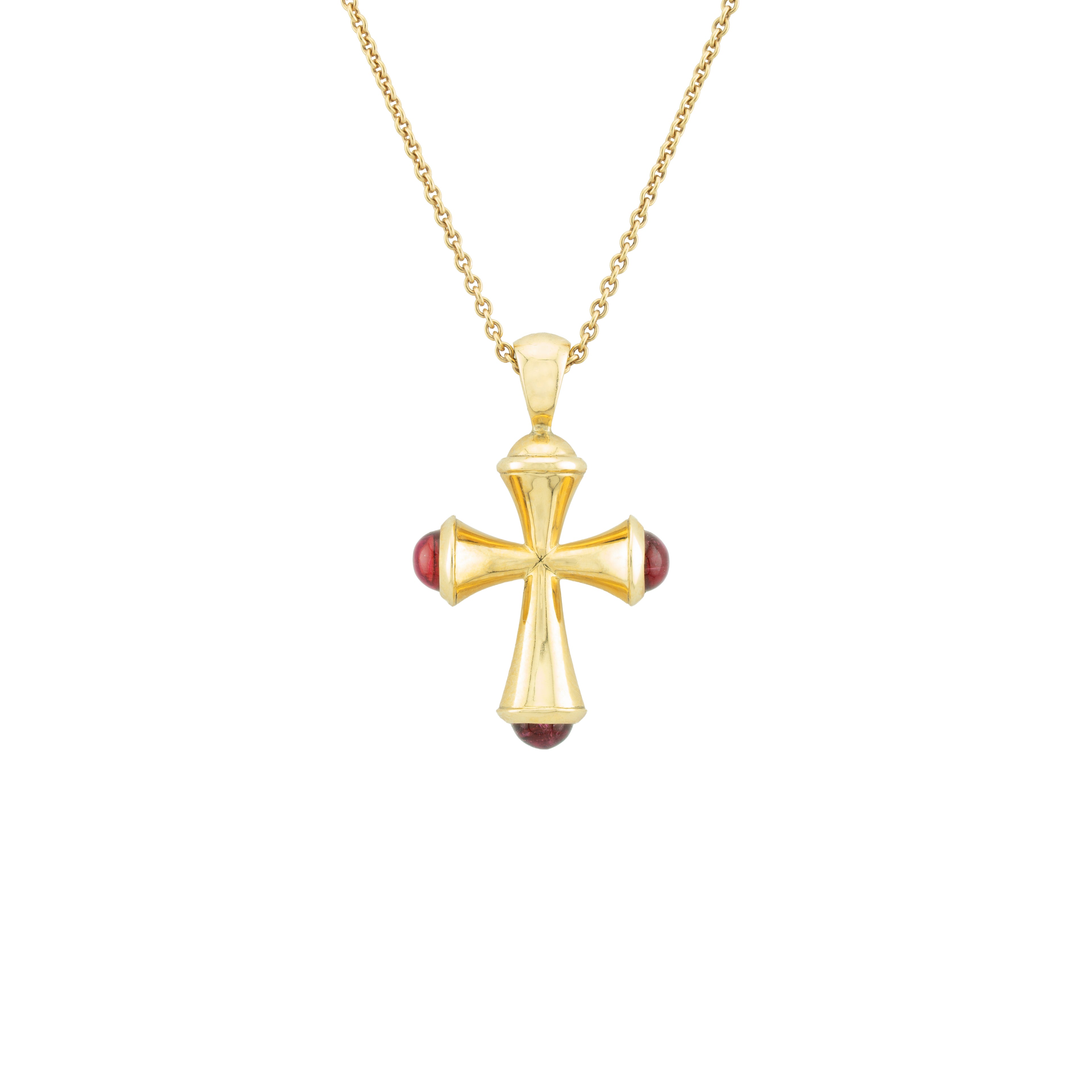 Trumpet Cross with Pink Tourmaline