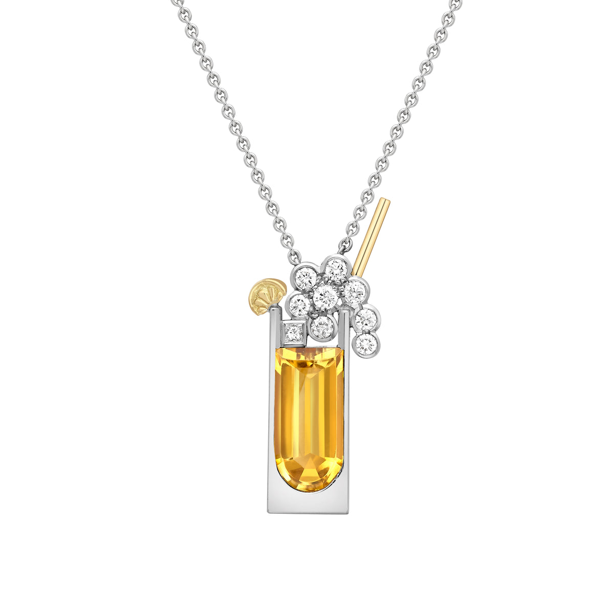 Citrine & Diamond Pimms Glass Pendant