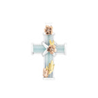 Aquamarine Flower Cross Small Pendant