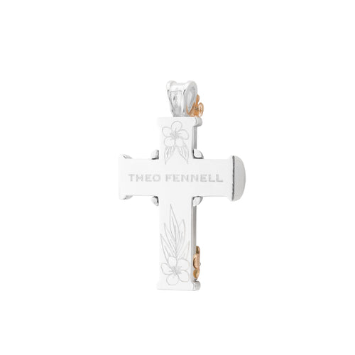 Aquamarine Flower Cross Small Pendant