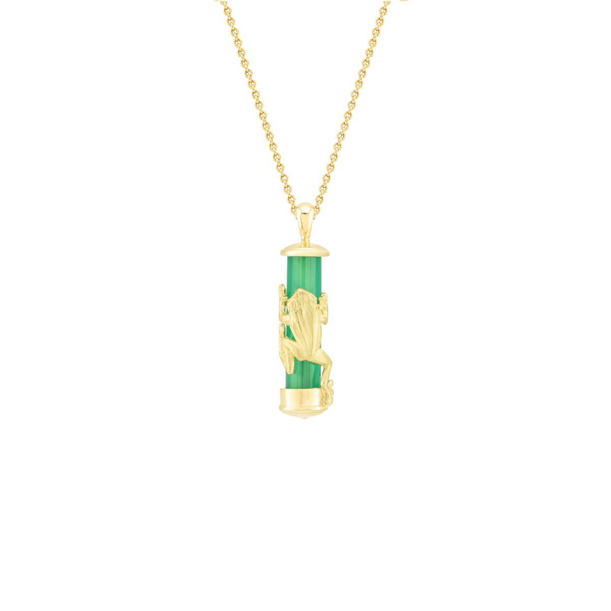 Green Agate & Frog Fable Pendant