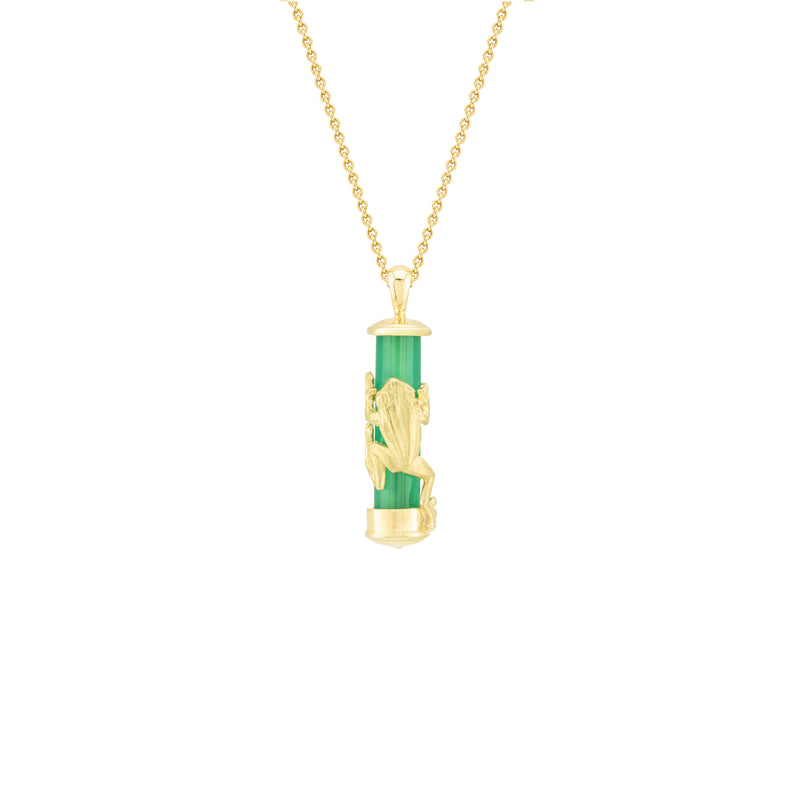 Green Agate & Frog Fable Pendant