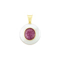 Carved Ruby and Freshwater Pearl Coin Pendant