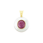 Carved Ruby and Freshwater Pearl Coin Pendant