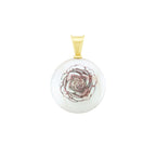 Carved Ruby and Freshwater Pearl Coin Pendant