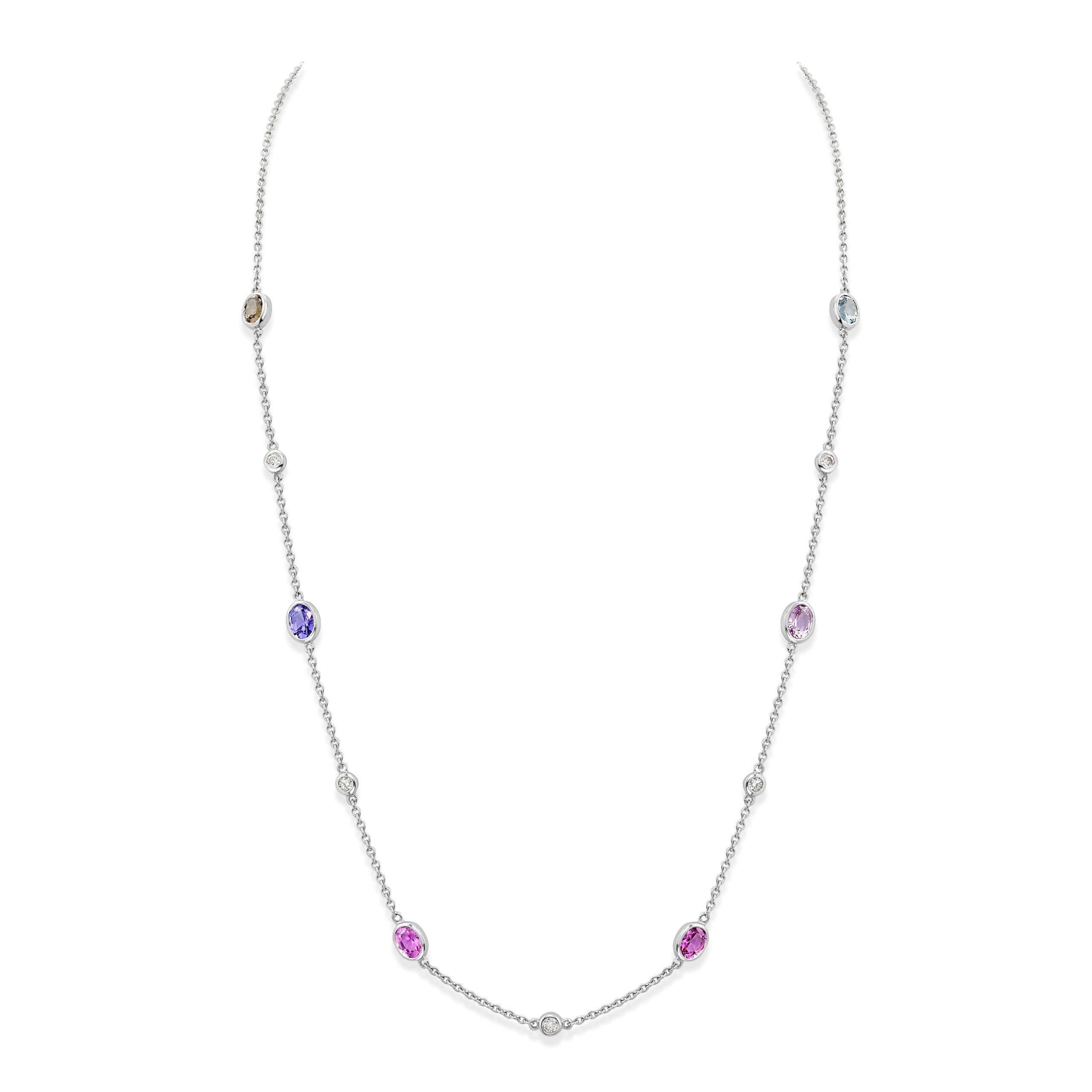 Oval Cut Motley Necklace