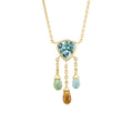 Aquamarine, Blue Topaz, Citrine & Green Tourmaline Waterfall Necklace