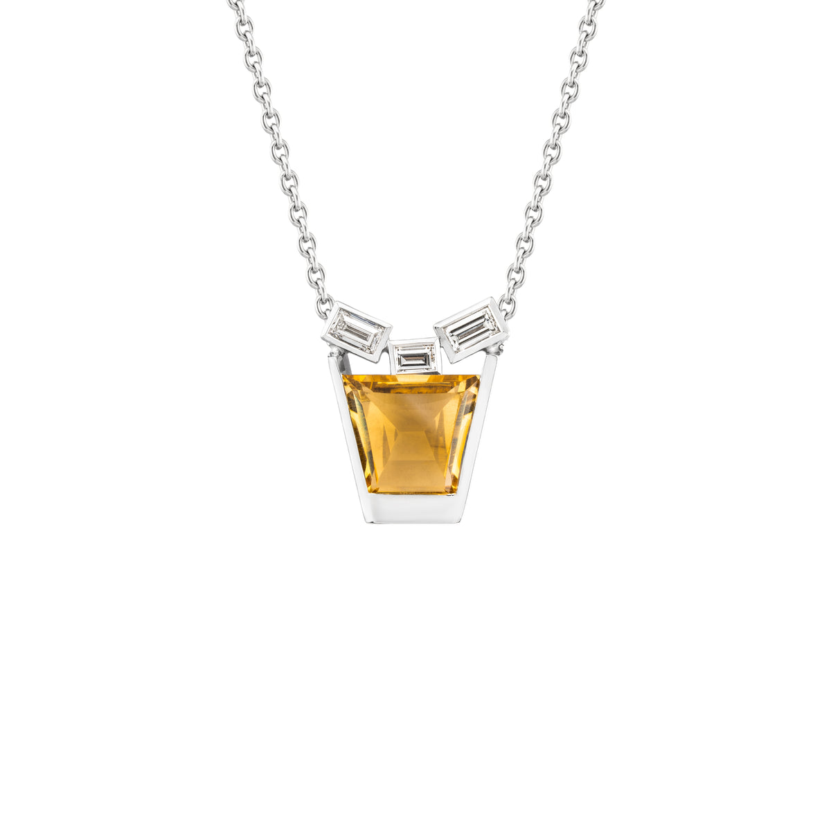 Citrine & Diamond 'Whiskey Glass' Necklace