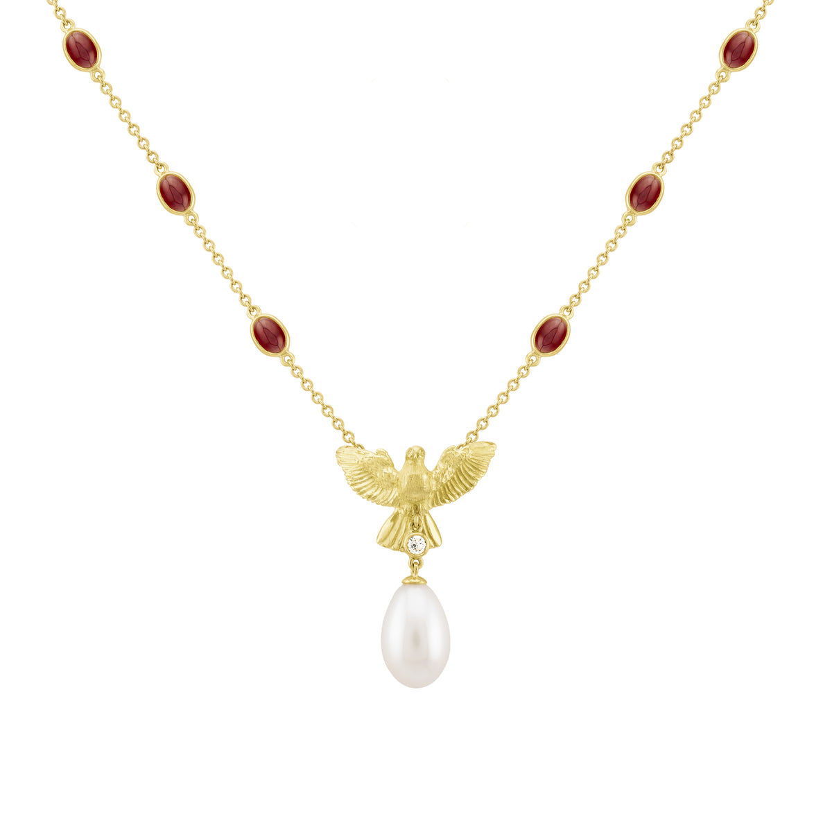 Ruby, Diamond & Pearl Dove Necklace