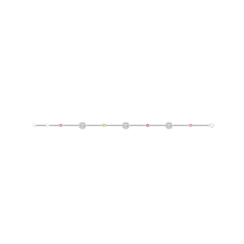 Pink Tourmaline, Pink & Orange Sapphire & Diamond Daisy Motley Bracelet