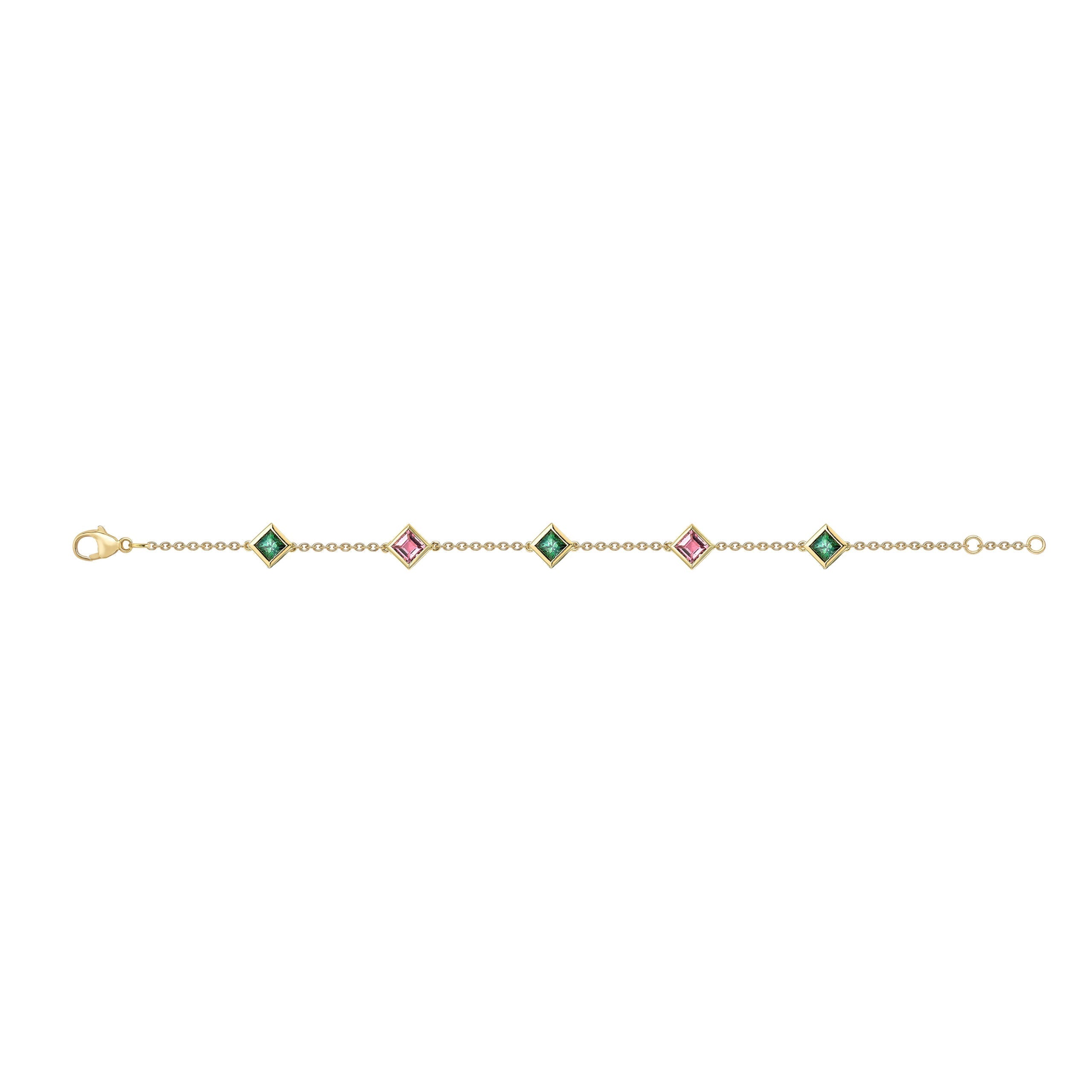 Tourmaline and Garnet Square Motley Bracelet
