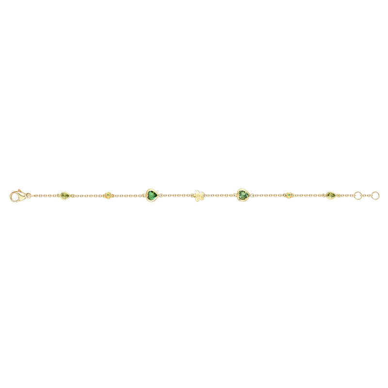 Green Tourmaline, Peridot & Tsavorite Flower Fable Bracelet