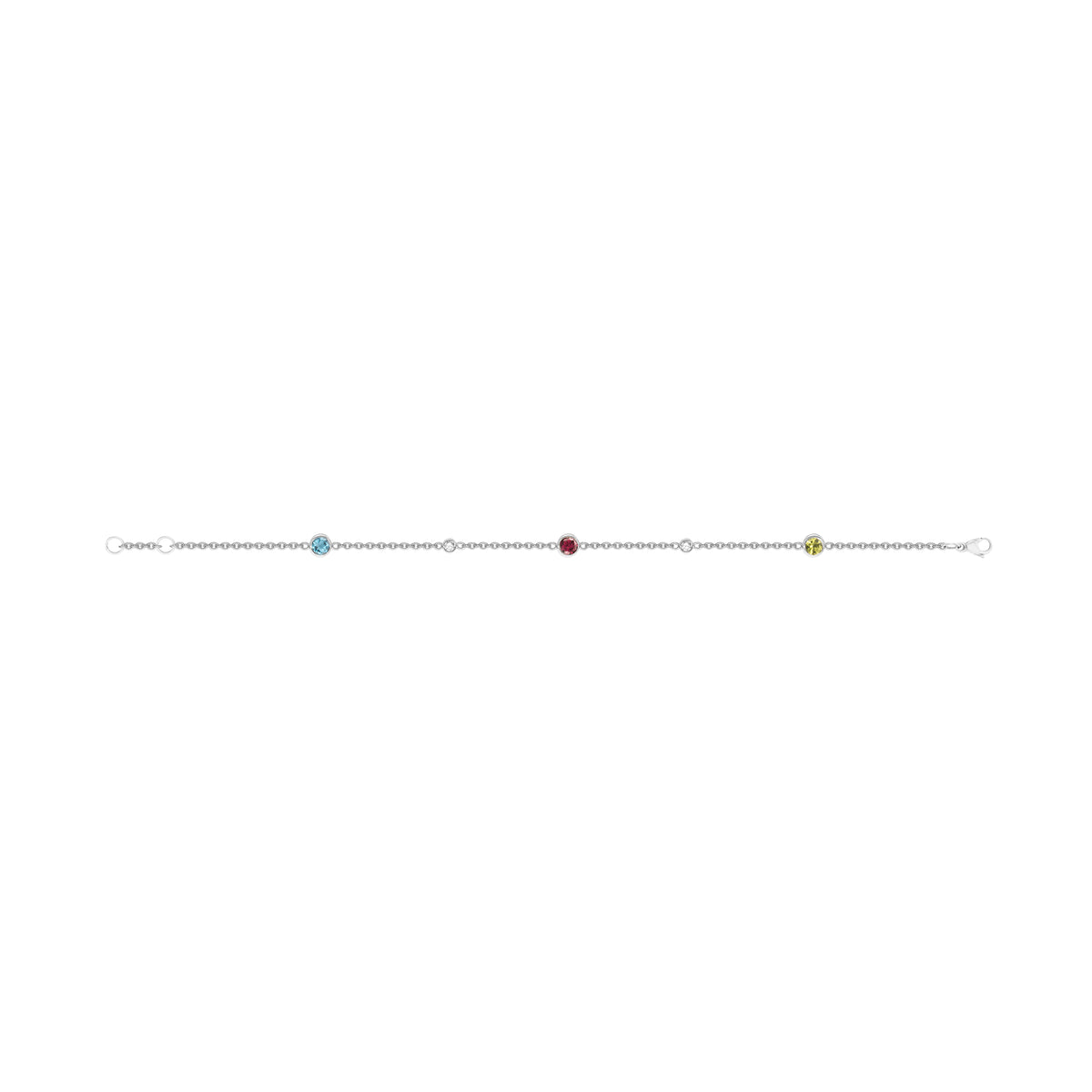 Garnet, Peridot, Blue Topaz & Diamond Motley Bracelet