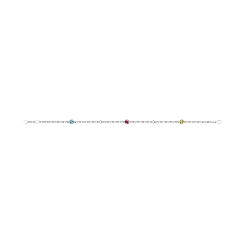 Garnet, Peridot, Blue Topaz & Diamond Motley Bracelet