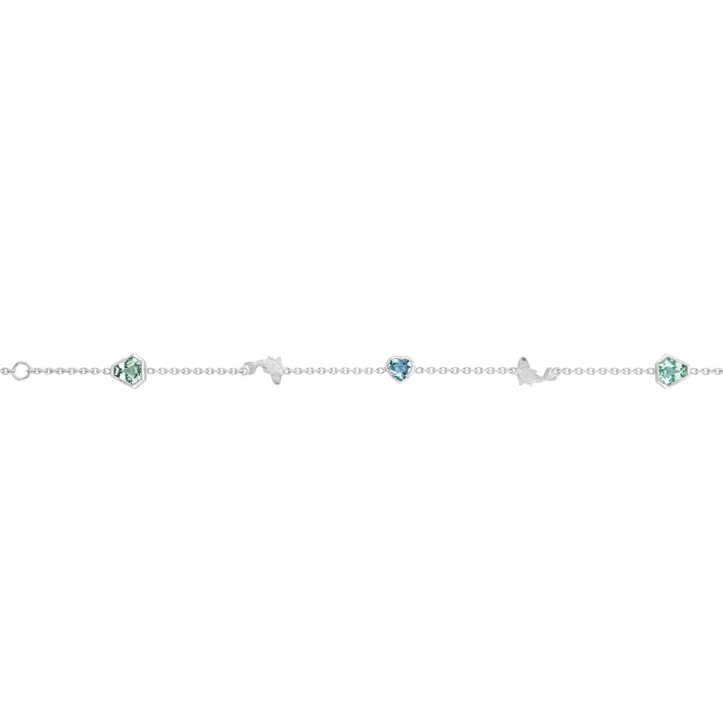 Green Beryl & Blue Topaz Fish Bracelet