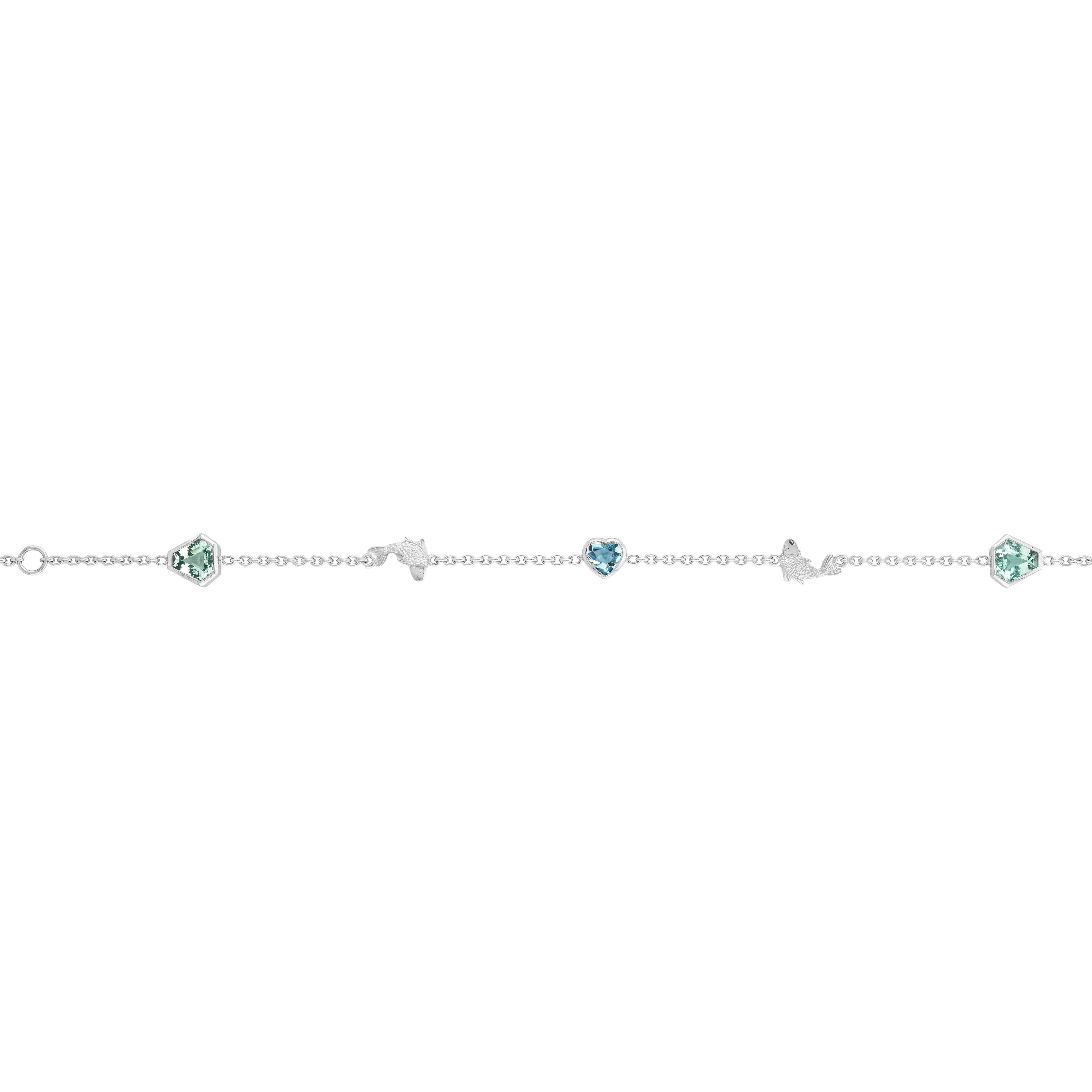 Green Beryl & Blue Topaz Fish Bracelet