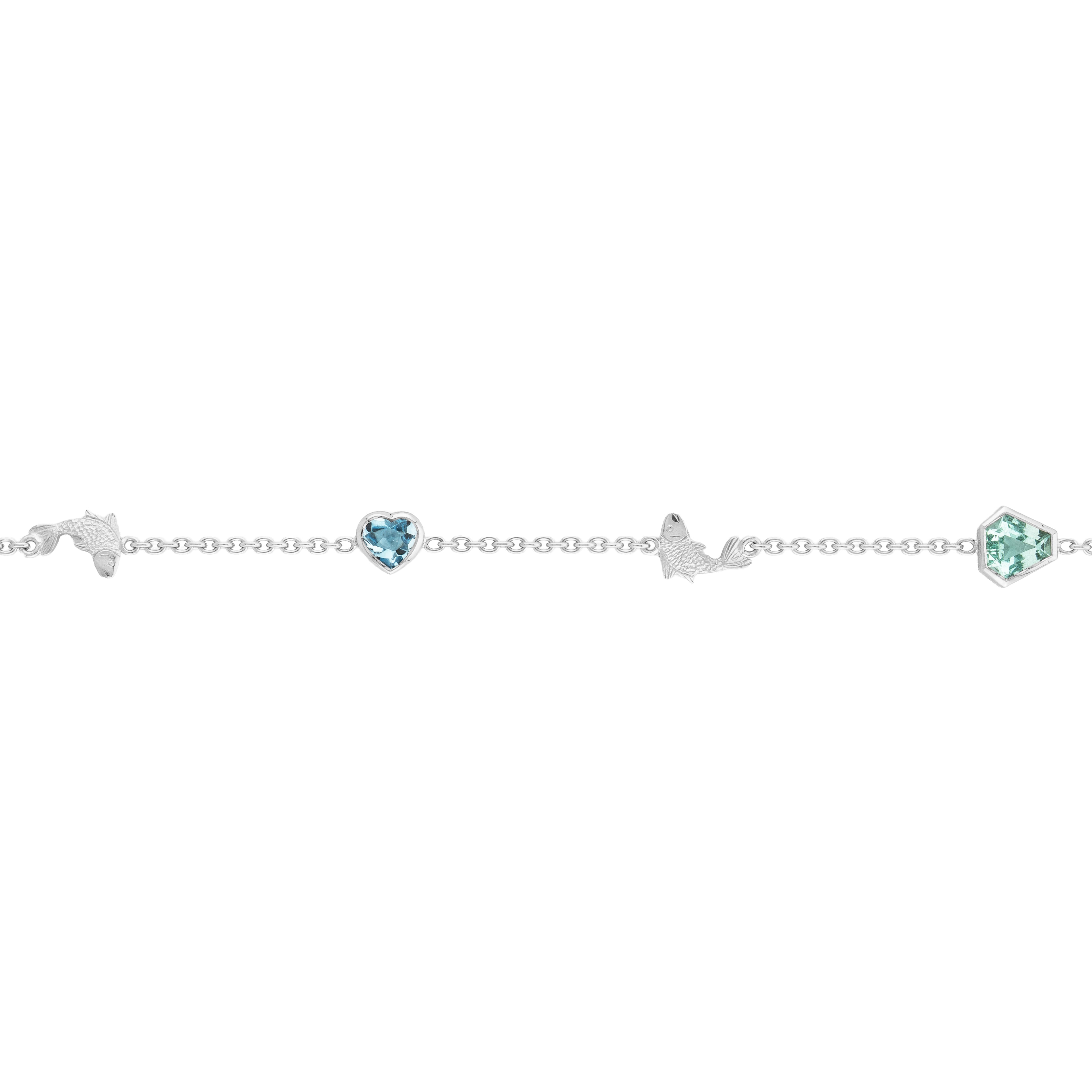 Green Beryl & Blue Topaz Fish Bracelet