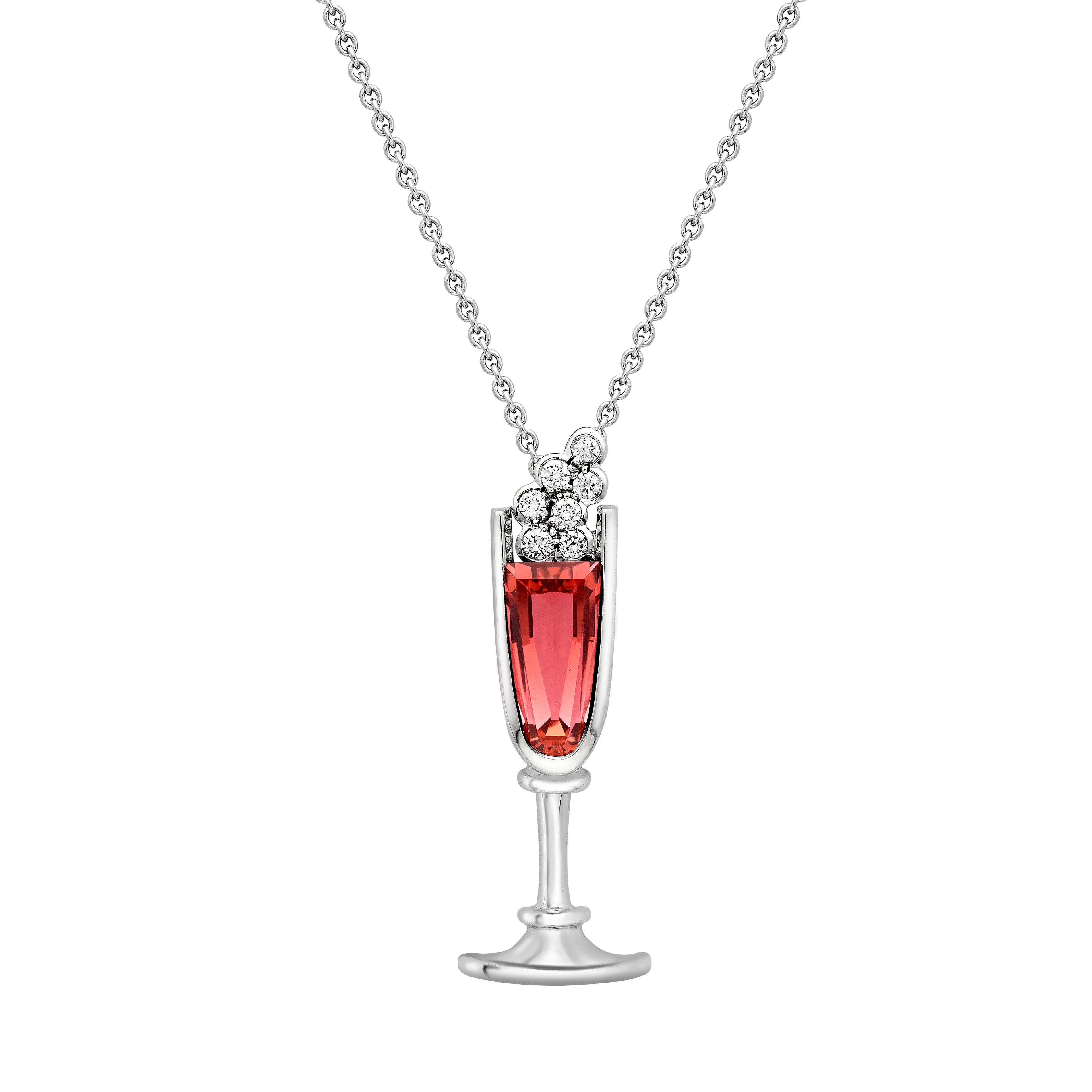 Pink Tourmaline & Diamond Champagne Glass Charm