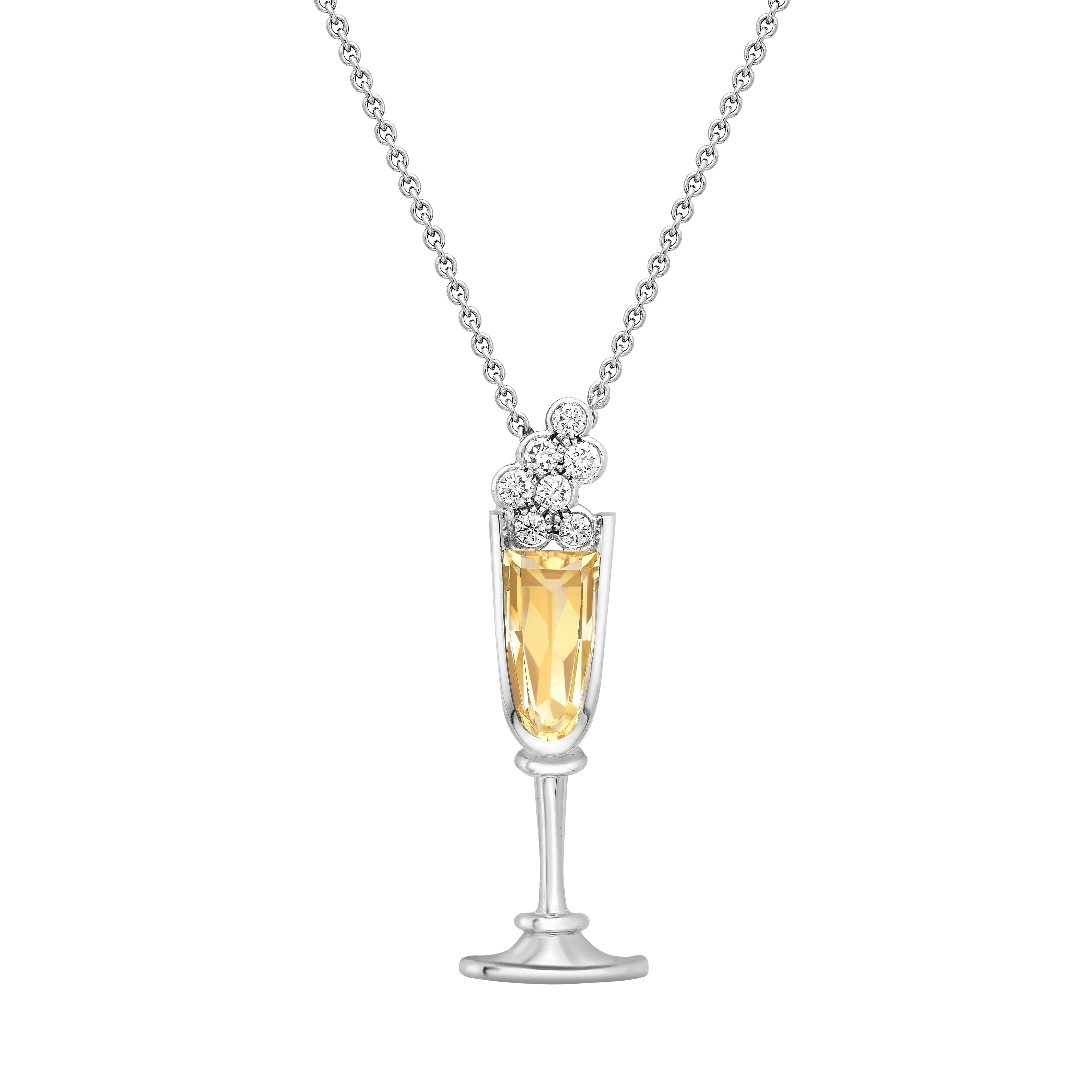 Citrine & Diamond Champagne Glass Charm