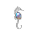 Black Opal & Diamond Seahorse Brooch