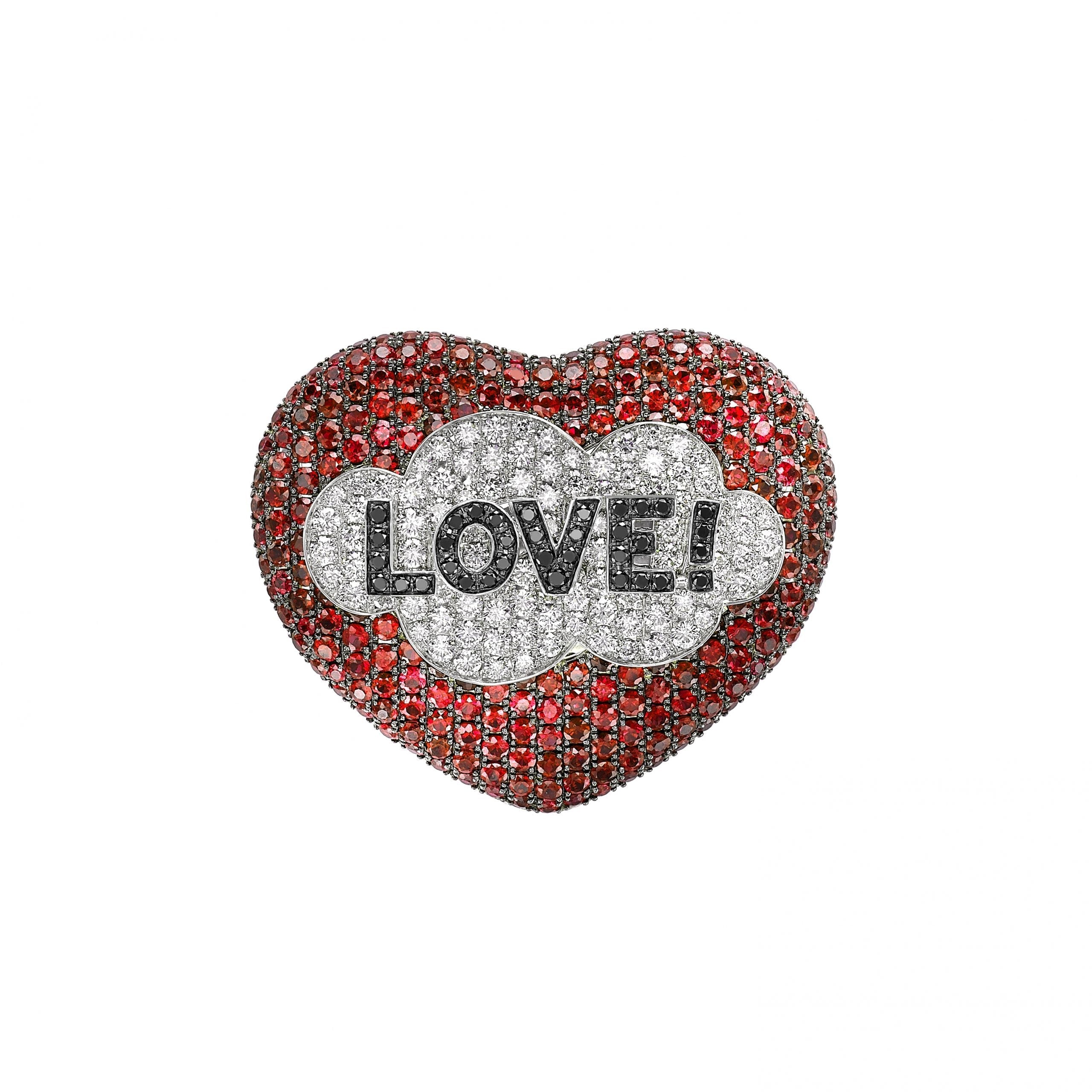 Ruby & Diamond Large LOVE Pop 'Art Brooch