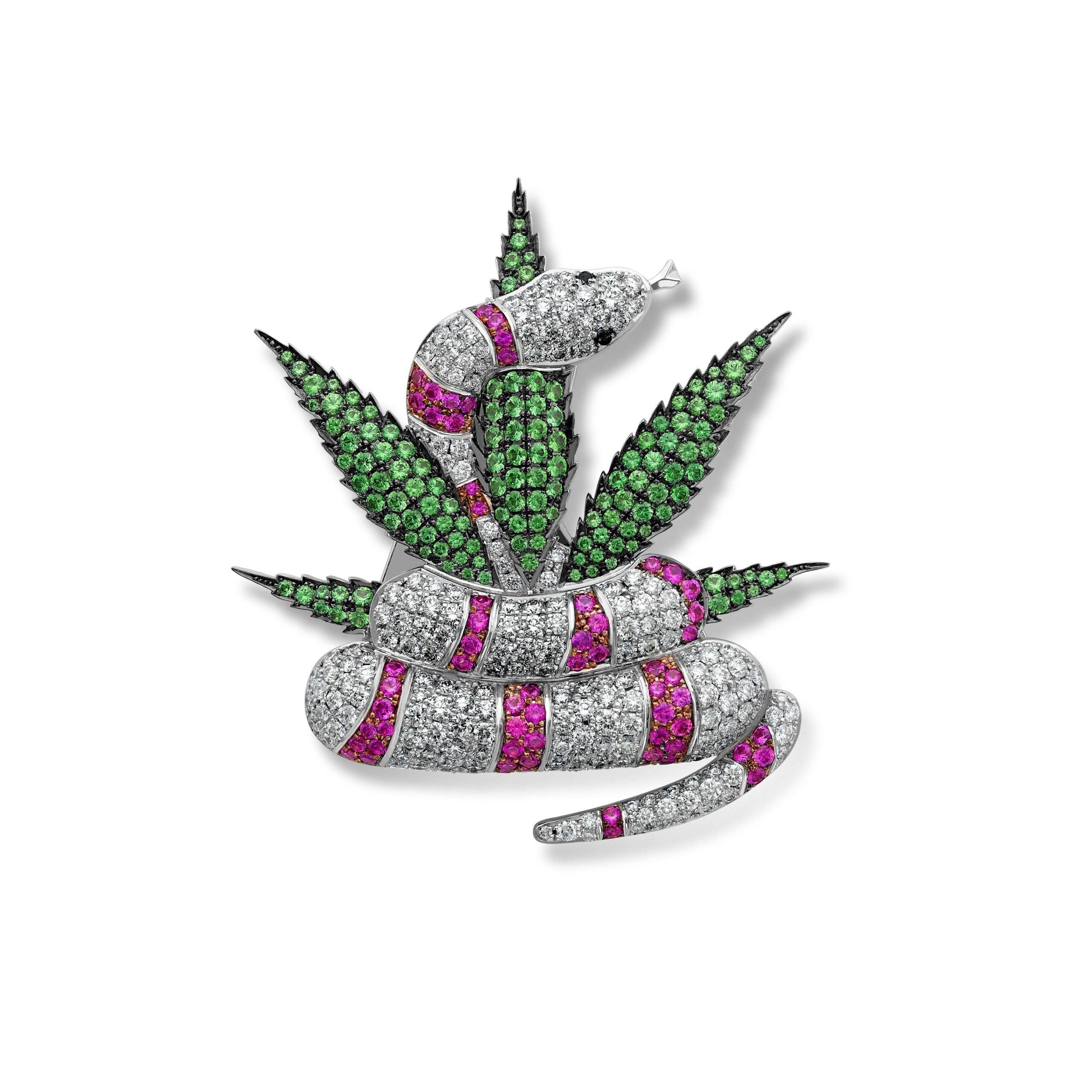 Snake and Leaf Brooch