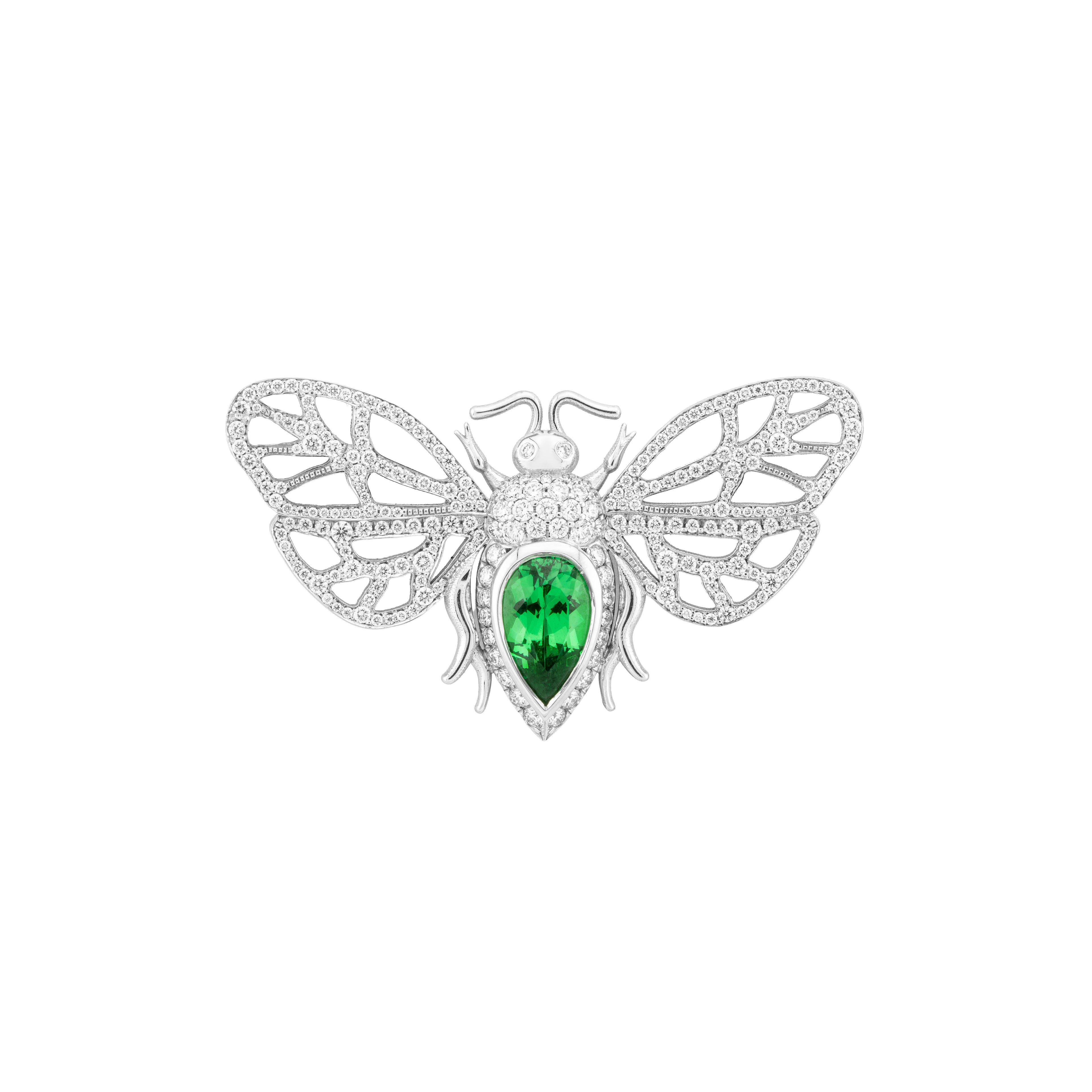 Tsavorite & Diamond Bee Brooch
