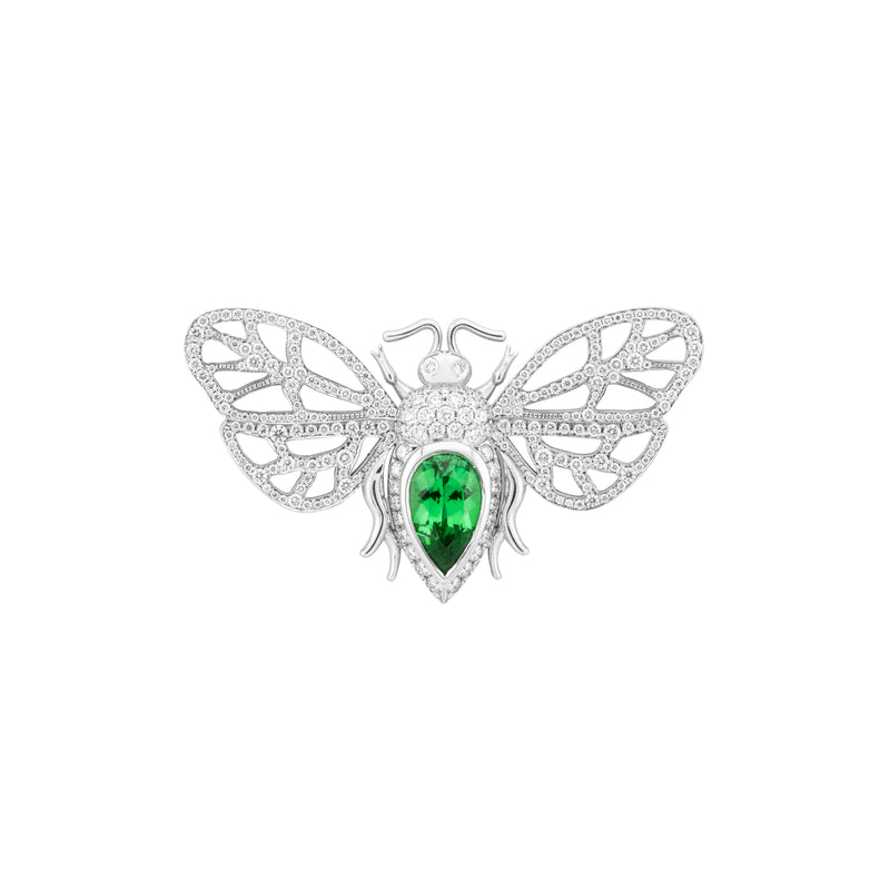 Tsavorite & Diamond Bee Brooch