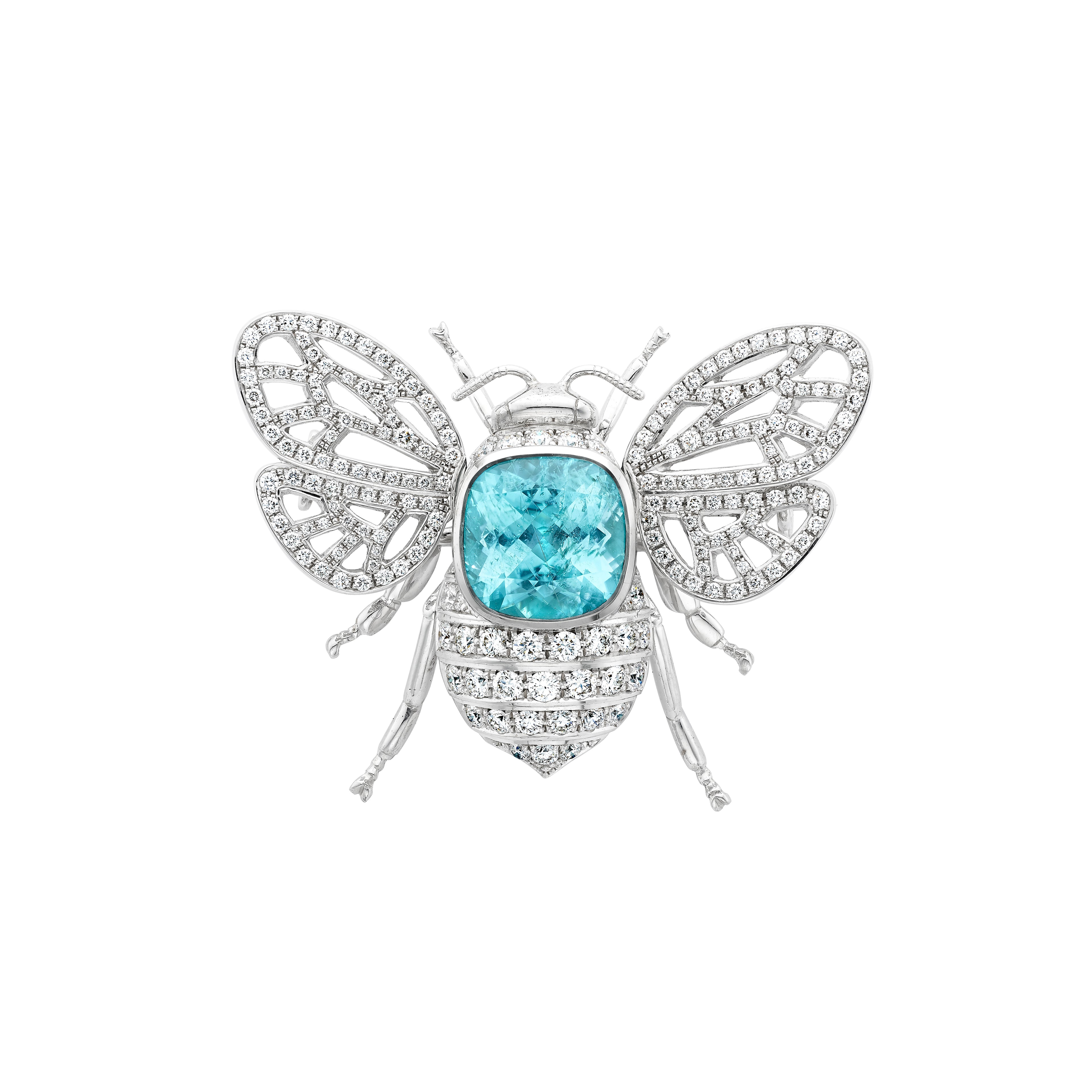Paraiba Tourmaline and Diamond Bee Brooch