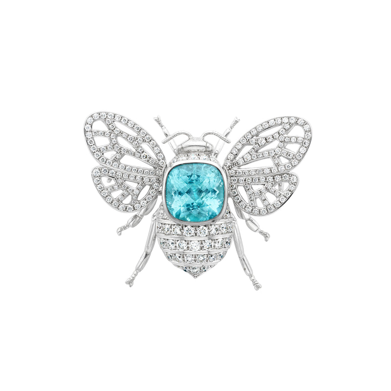Paraiba Tourmaline and Diamond Bee Brooch