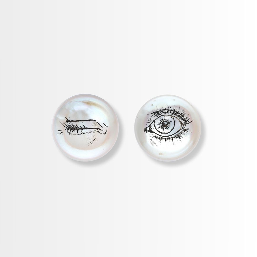 Scrimshaw Coin Stud Earrings